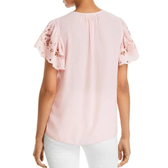 Ramy Brook Womens Top Size XS Pink Candy Rochelle V Neck Flutter Sleeve - Picture 2 of 9